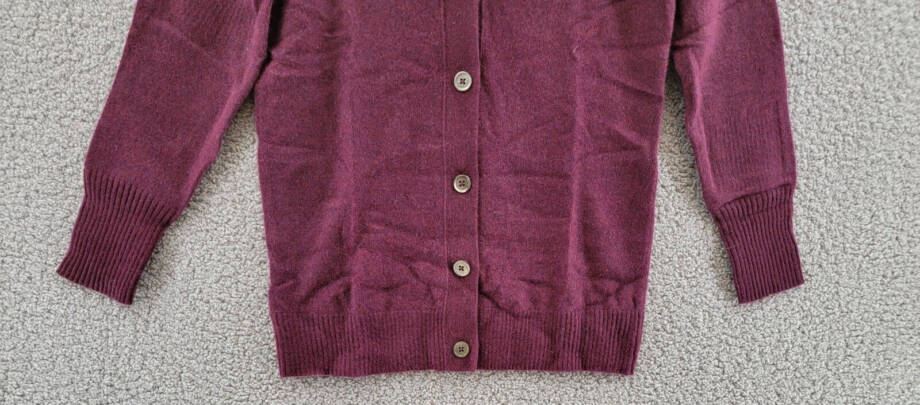 C by Bloomingdale's Cashmere Grandfather Cardigan Women's S Heather Burgundy L/S