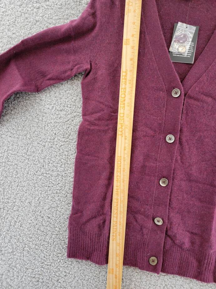 C by Bloomingdale's Cashmere Grandfather Cardigan Women's S Heather Burgundy L/S