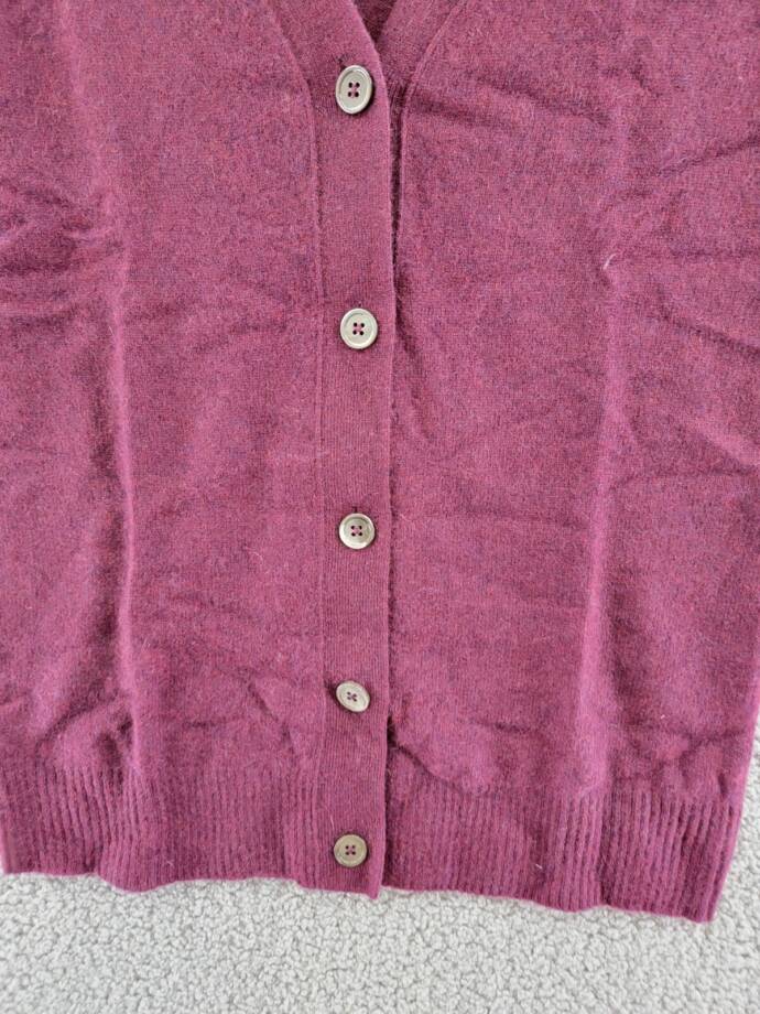 C by Bloomingdale's Cashmere Grandfather Cardigan Women's S Heather Burgundy L/S
