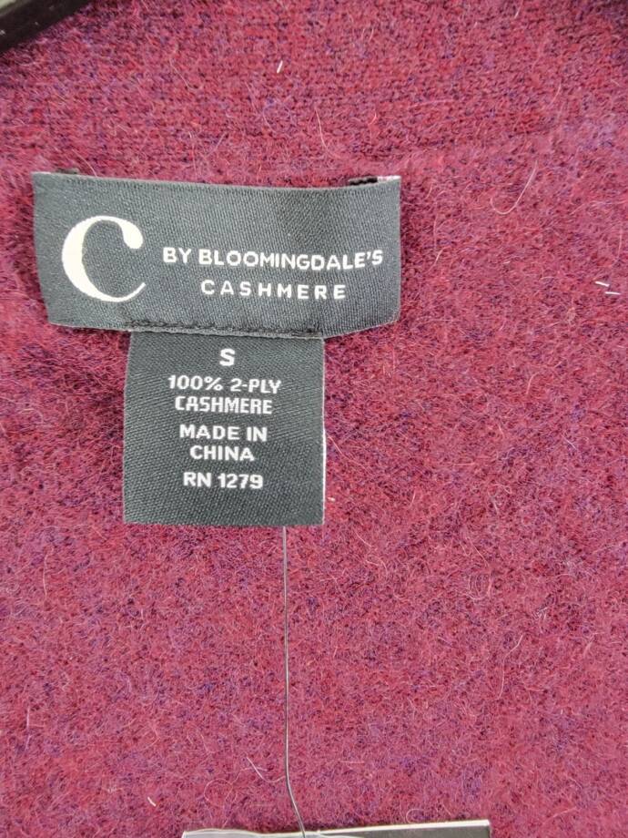 C by Bloomingdale's Cashmere Grandfather Cardigan Women's S Heather Burgundy L/S