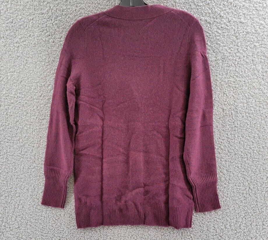 C by Bloomingdale's Cashmere Grandfather Cardigan Women's S Heather Burgundy L/S