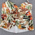 Vince Camuto Printed Flyaway Bandeau Tankini Top Women's M Multi Removable Strap