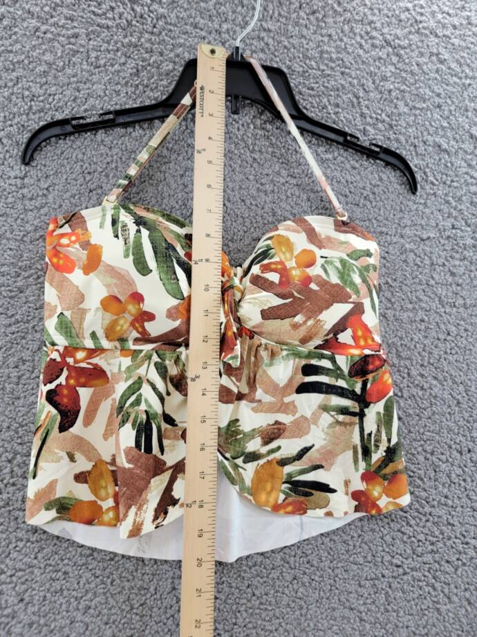 Vince Camuto Printed Flyaway Bandeau Tankini Top Women's M Multi Removable Strap
