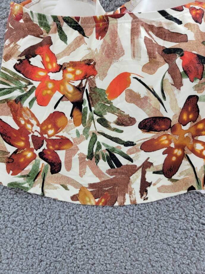 Vince Camuto Printed Flyaway Bandeau Tankini Top Women's M Multi Removable Strap