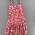 Michael Michael Kors Soft Zebra Midi Dress Women's Large Geranium Square Neck