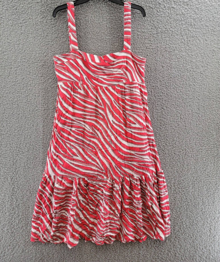 Michael Michael Kors Soft Zebra Midi Dress Women's Large Geranium Square Neck