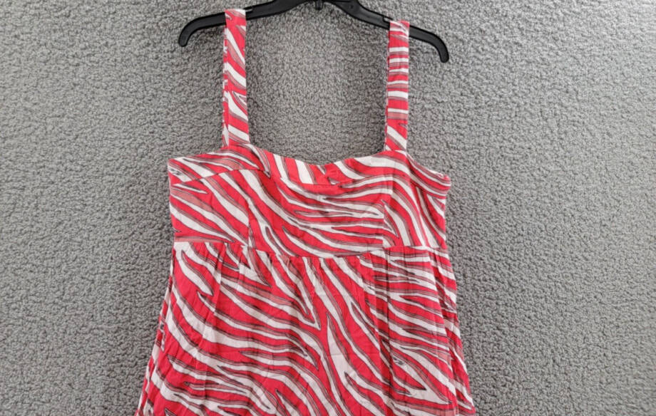 Michael Michael Kors Soft Zebra Midi Dress Women's Large Geranium Square Neck