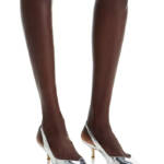 Stuart Weitzman Eva 50 Slingback Leather Pumps Women's 8B Silver Pointed Toe