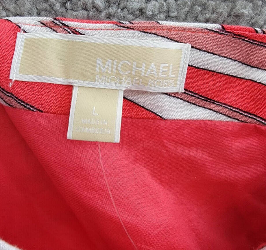 Michael Michael Kors Soft Zebra Midi Dress Women's Large Geranium Square Neck