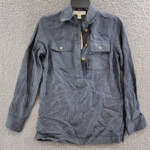 Michael Michael Kors 1/2 Placket Collared Tunic Top Women's XS Indigo Rinse