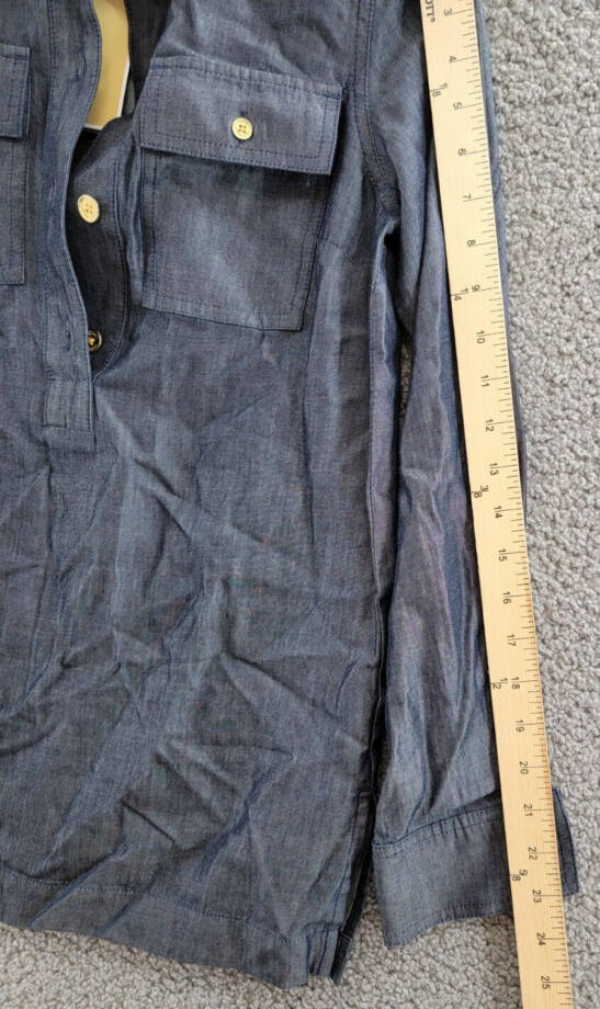 Michael Michael Kors 1/2 Placket Collared Tunic Top Women's XS Indigo Rinse