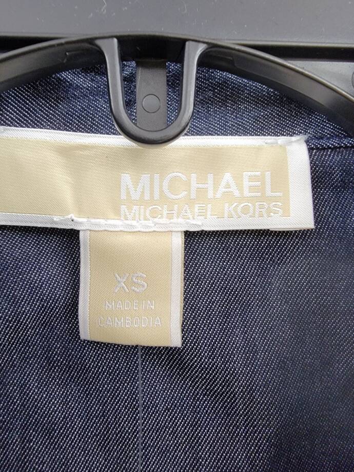 Michael Michael Kors 1/2 Placket Collared Tunic Top Women's XS Indigo Rinse