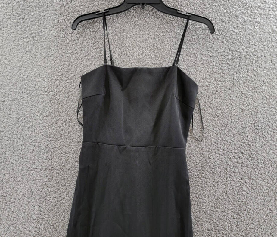 Lucy Paris Feather Trim Midi Dress Women's S Black Back Zip Closure Sleeveless