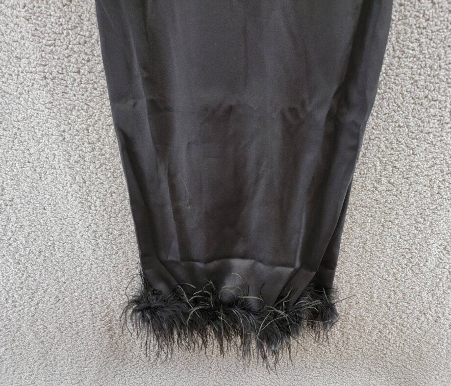 Lucy Paris Feather Trim Midi Dress Women's S Black Back Zip Closure Sleeveless