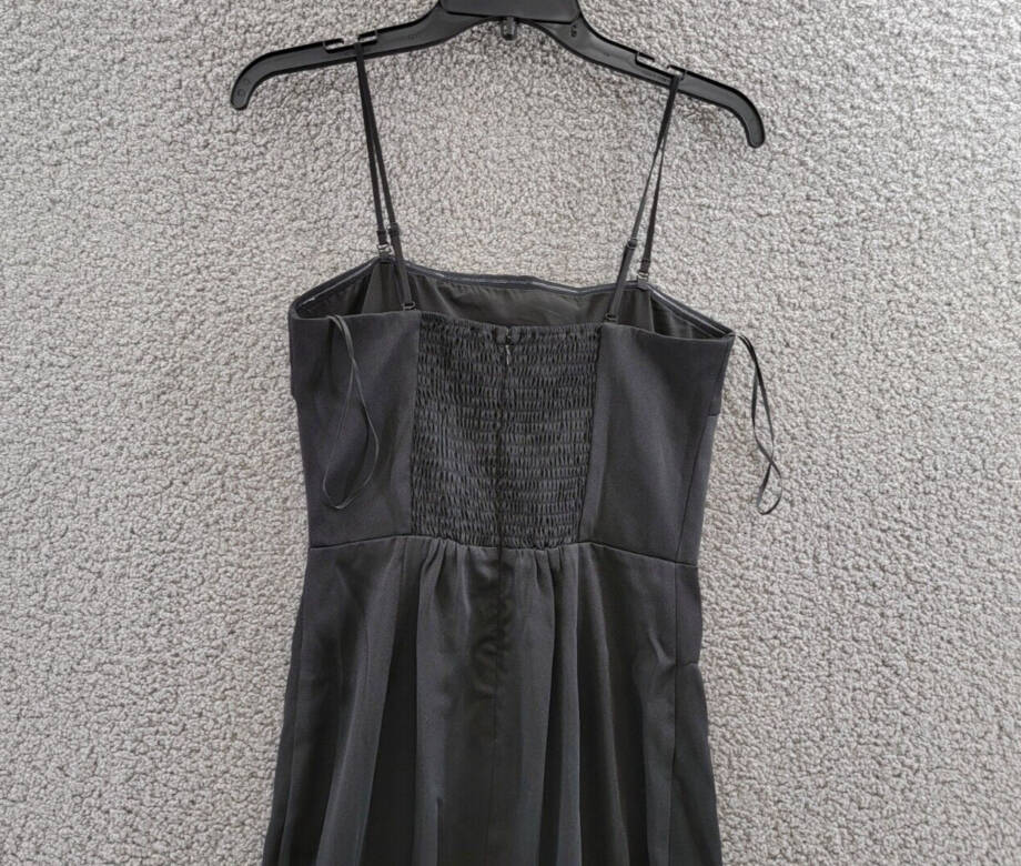 Lucy Paris Feather Trim Midi Dress Women's S Black Back Zip Closure Sleeveless