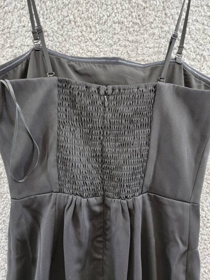 Lucy Paris Feather Trim Midi Dress Women's S Black Back Zip Closure Sleeveless