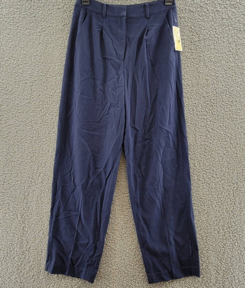 Michael Michael Kors Single-Pleat Career Pants Women's 6 Midnight Blue Solid