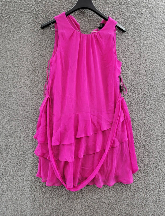 MSK Petites Sleeveless Tiered Dress Women's PS Fiercely Fuchsia Back Button