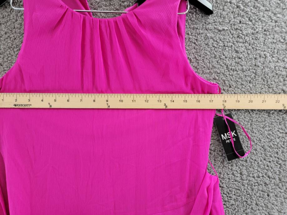 MSK Petites Sleeveless Tiered Dress Women's PS Fiercely Fuchsia Back Button