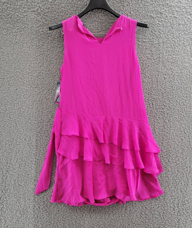 MSK Petites Sleeveless Tiered Dress Women's PS Fiercely Fuchsia Back Button