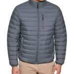 Club Room Quilted Packable Puffer Jacket Men's S Heather Charcoal Zip Closure