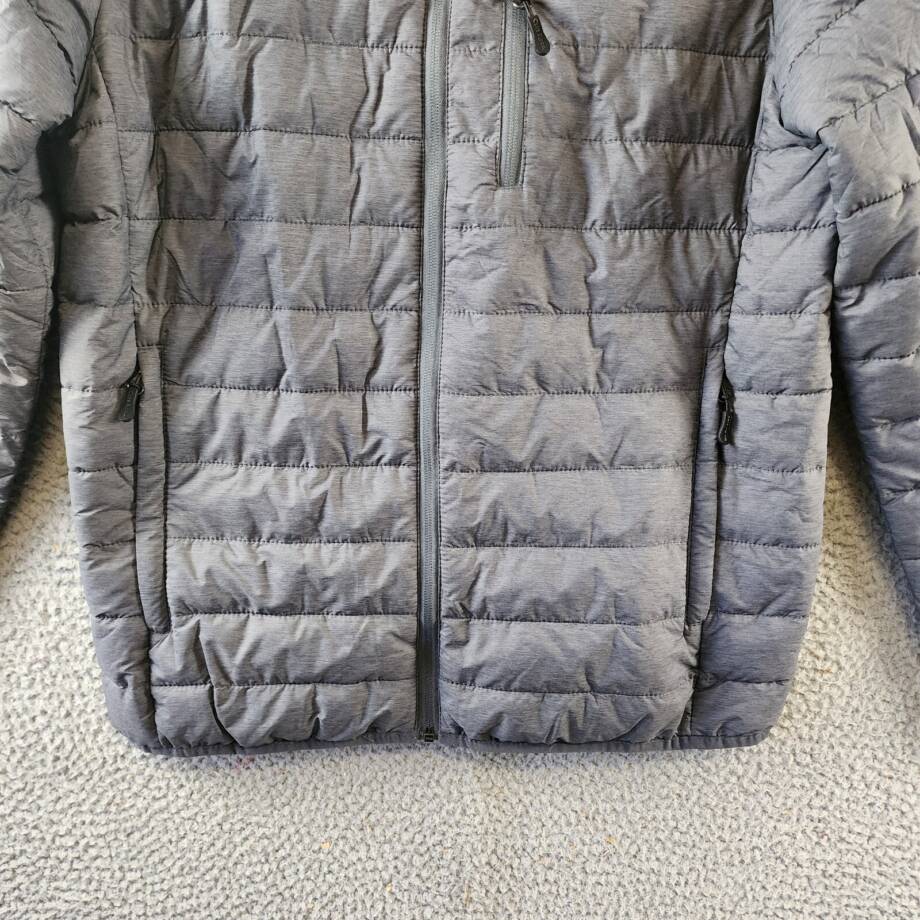 Club Room Quilted Packable Puffer Jacket Men's S Heather Charcoal Zip Closure