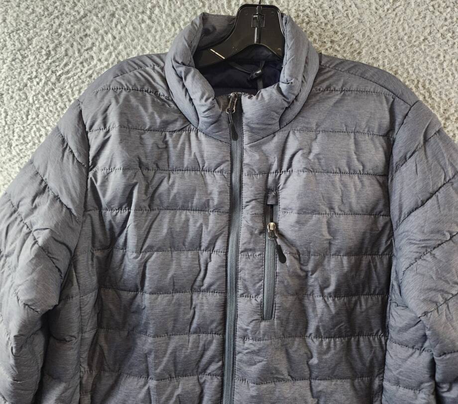 Club Room Quilted Packable Puffer Jacket Men's S Heather Charcoal Zip Closure