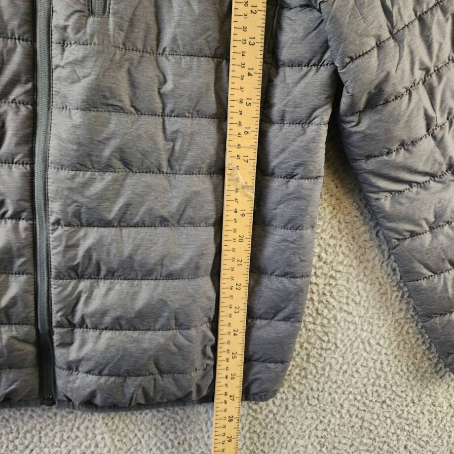 Club Room Quilted Packable Puffer Jacket Men's S Heather Charcoal Zip Closure