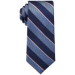 Tommy Hilfiger Davis Stripe Tie Men's One Size Blue Classic Design Pointed Style
