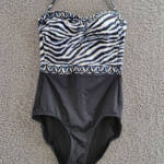 Tommy Bahama Zanzibar Bandeau One Piece Swimsuit Women's 4 Blue/Black Pull On