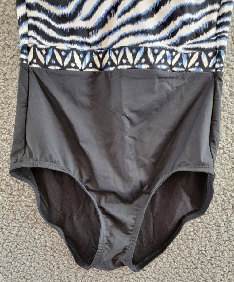 Tommy Bahama Zanzibar Bandeau One Piece Swimsuit Women's 4 Blue/Black Pull On