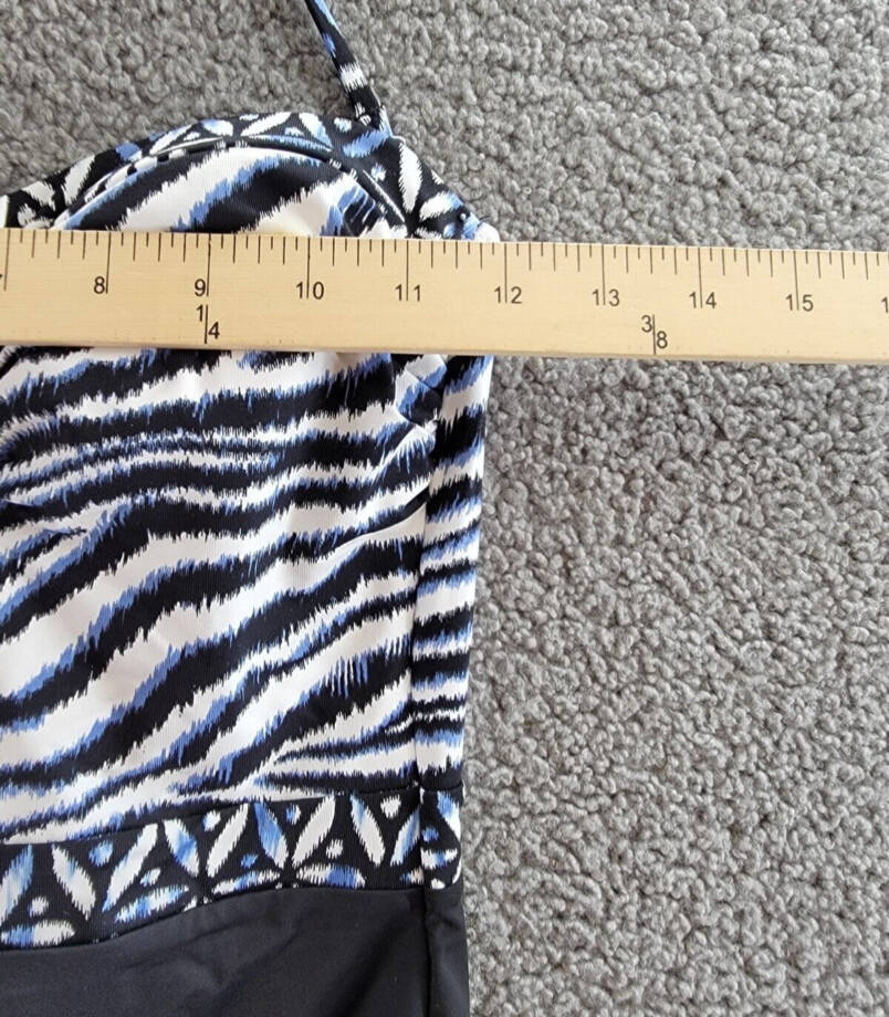 Tommy Bahama Zanzibar Bandeau One Piece Swimsuit Women's 4 Blue/Black Pull On