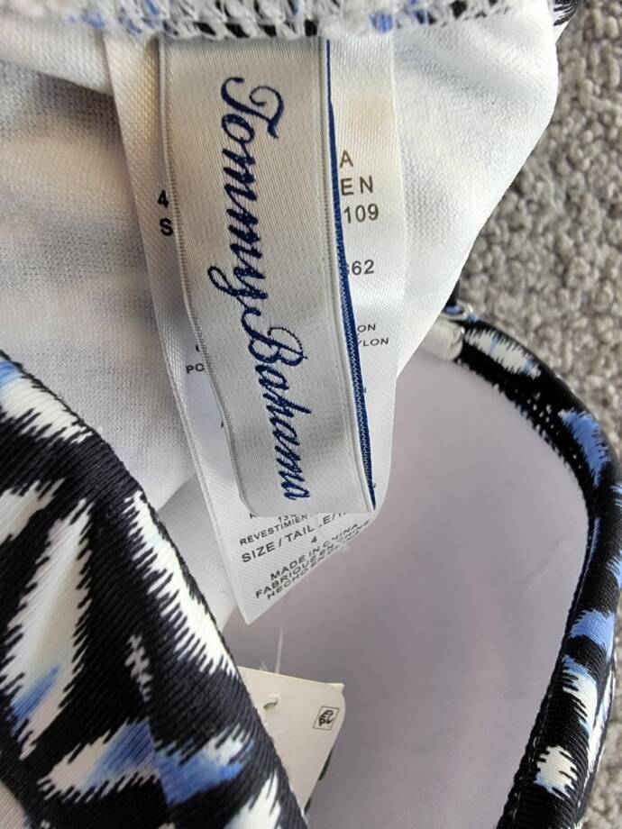 Tommy Bahama Zanzibar Bandeau One Piece Swimsuit Women's 4 Blue/Black Pull On