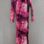 Calvin Klein Printed Ruched Asymmetrical Midi Dress Women's S Multi Long Sleeve