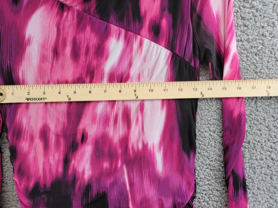 Calvin Klein Printed Ruched Asymmetrical Midi Dress Women's S Multi Long Sleeve