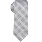 Calvin Klein Frosted Plaid Tie Men's One Size Silver Slim Design Pointed Style