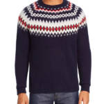 The Men's Store Bloomindale's Merino Wool Fair Isle Sweater Men's XXL Navy Combo