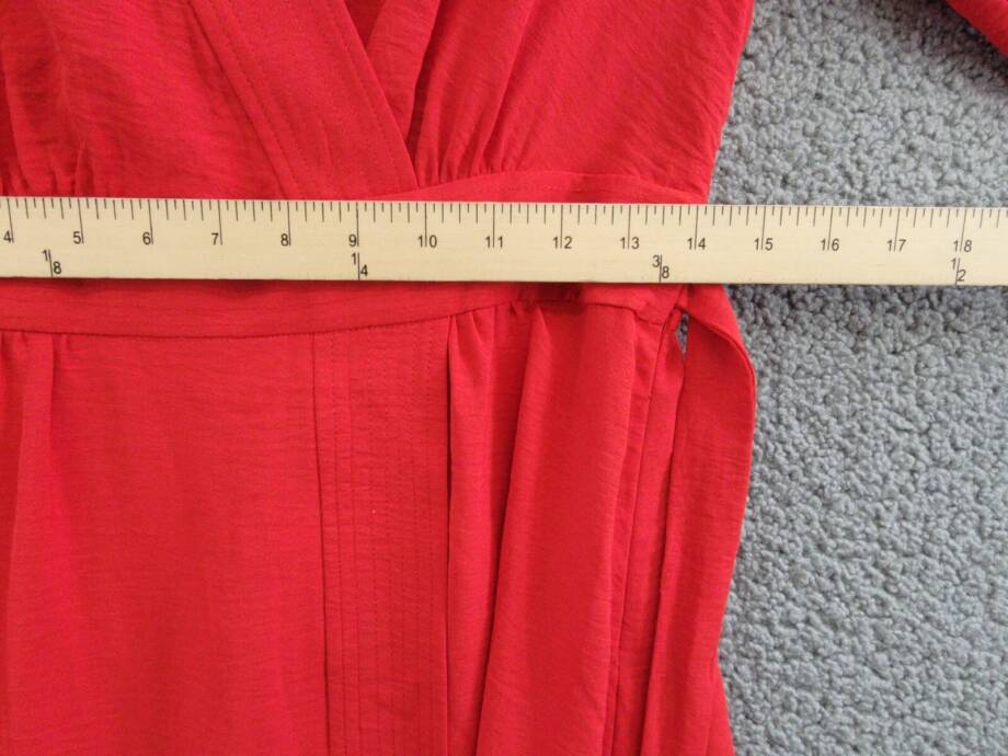 Tommy Hilfiger Faux-Wrap Blouson-Sleeve Midi Dress Womens 4 Red Side Zip Closure
