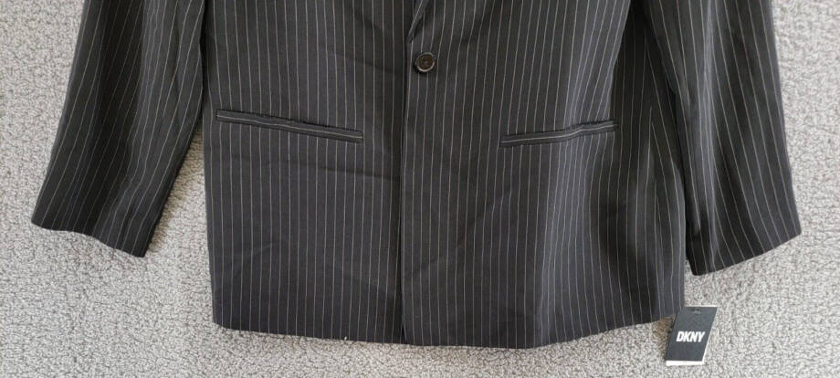DKNY Pinstripe Notched Collar One Button Blazer Women's 16 Black/White L/S