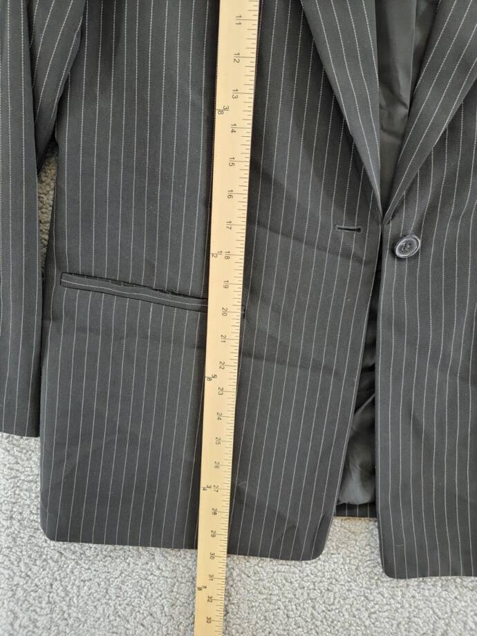 DKNY Pinstripe Notched Collar One Button Blazer Women's 16 Black/White L/S