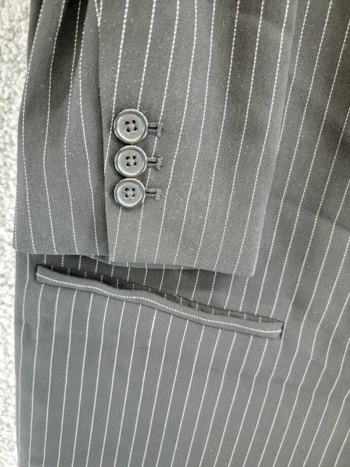 DKNY Pinstripe Notched Collar One Button Blazer Women's 16 Black/White L/S