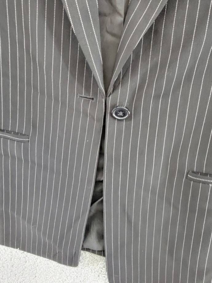 DKNY Pinstripe Notched Collar One Button Blazer Women's 16 Black/White L/S