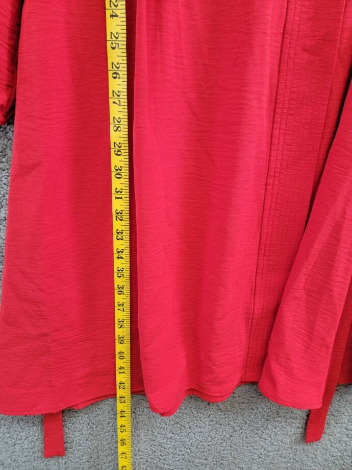 Tommy Hilfiger Faux-Wrap Blouson-Sleeve Midi Dress Womens 4 Red Side Zip Closure