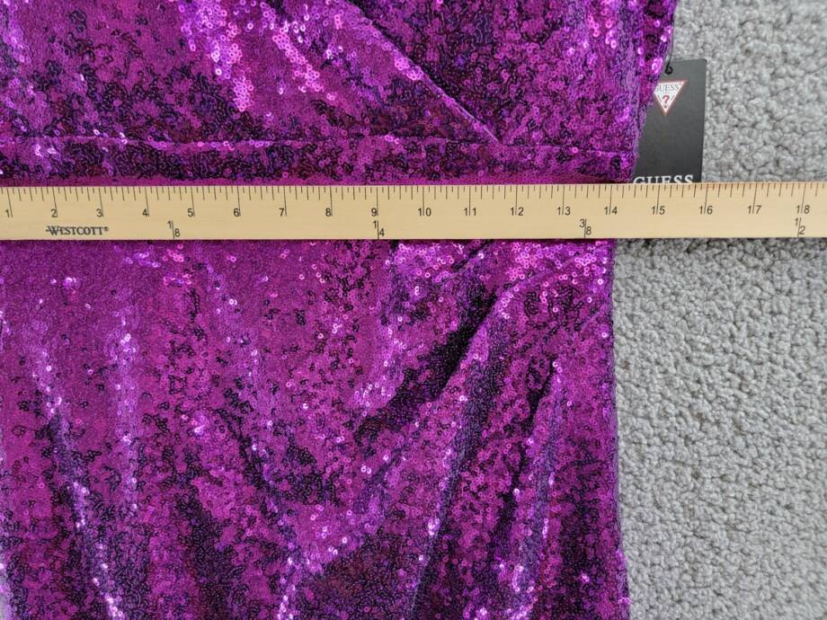 GUESS Sequined V-Neck O-Ring-Strap Dress Women's 12 Purple Back Zip Closure