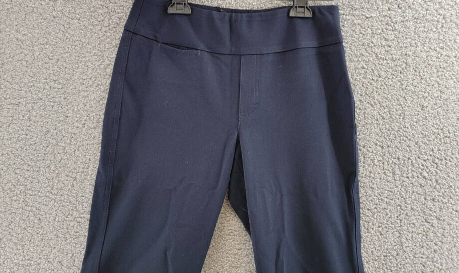 NIC+ZOE Work It Straight Leg Pants Women's 6 Dark Indigo Elastic Waist Pull On