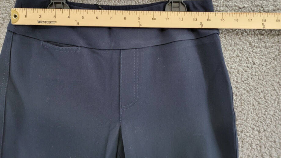 NIC+ZOE Work It Straight Leg Pants Women's 6 Dark Indigo Elastic Waist Pull On