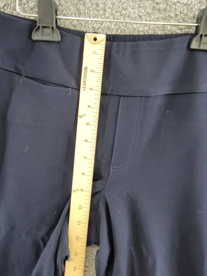 NIC+ZOE Work It Straight Leg Pants Women's 6 Dark Indigo Elastic Waist Pull On