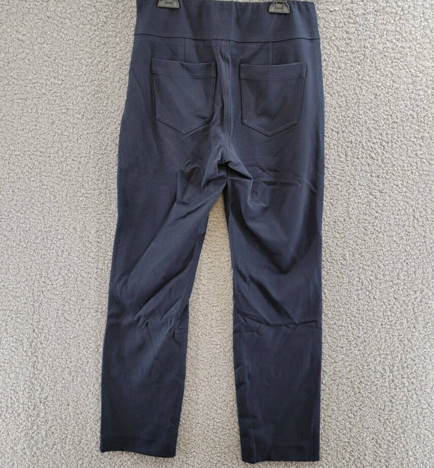 NIC+ZOE Work It Straight Leg Pants Women's 6 Dark Indigo Elastic Waist Pull On