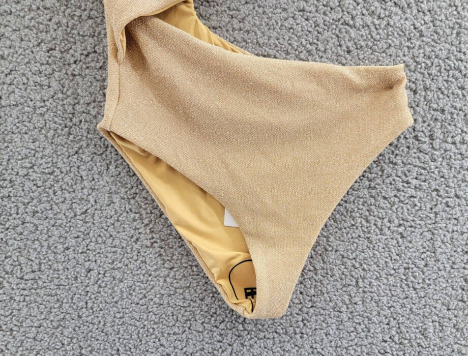 Beach Riot Celine One Shoulder Cutout One Piece Swimsuit Women's S Gold Pull On