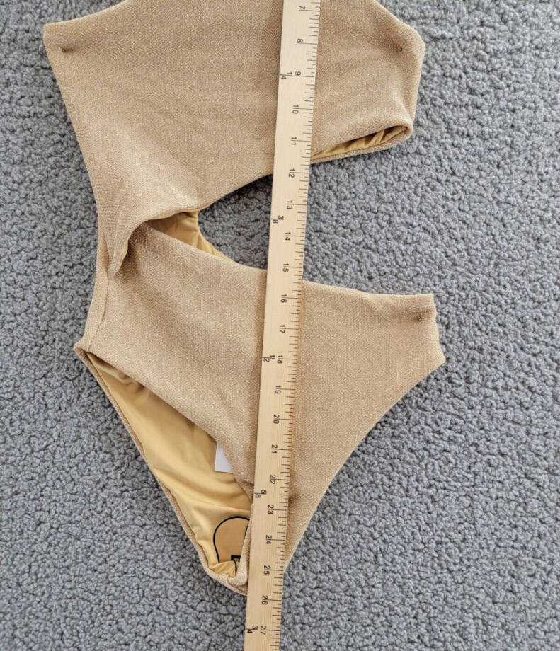 Beach Riot Celine One Shoulder Cutout One Piece Swimsuit Women's S Gold Pull On